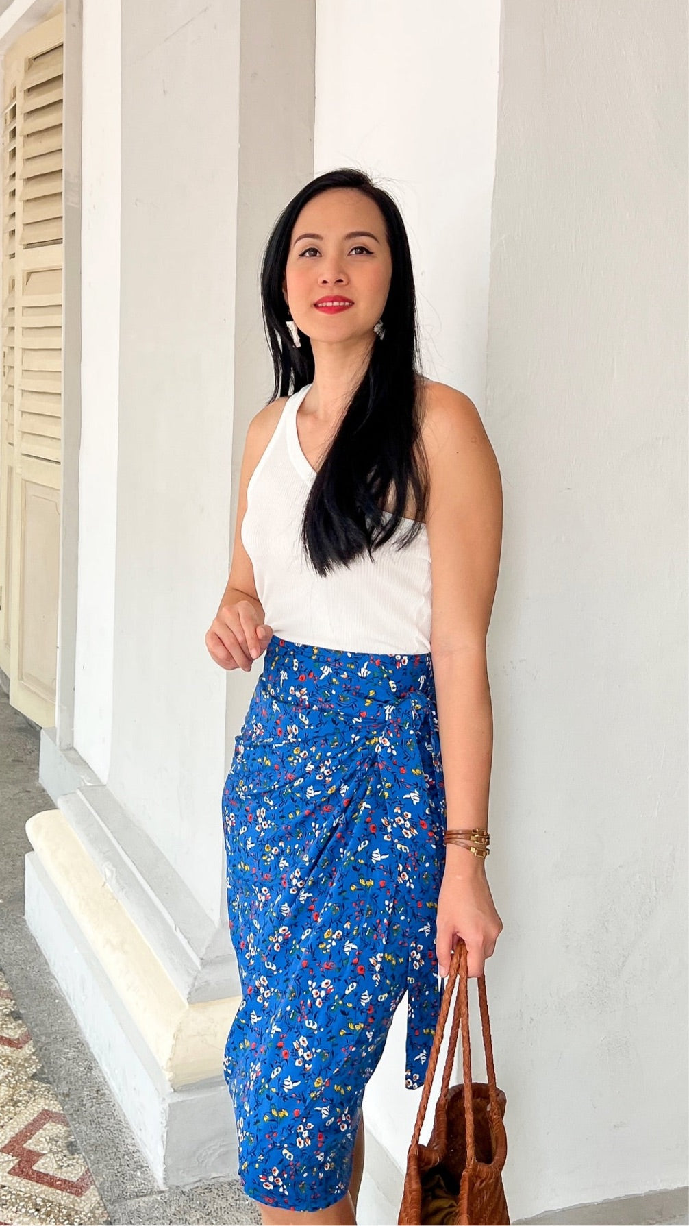 Naomi Wrap Skirt - Blue Garden