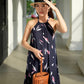 Enza Halter Neck Maxi Dress - Navy Pink