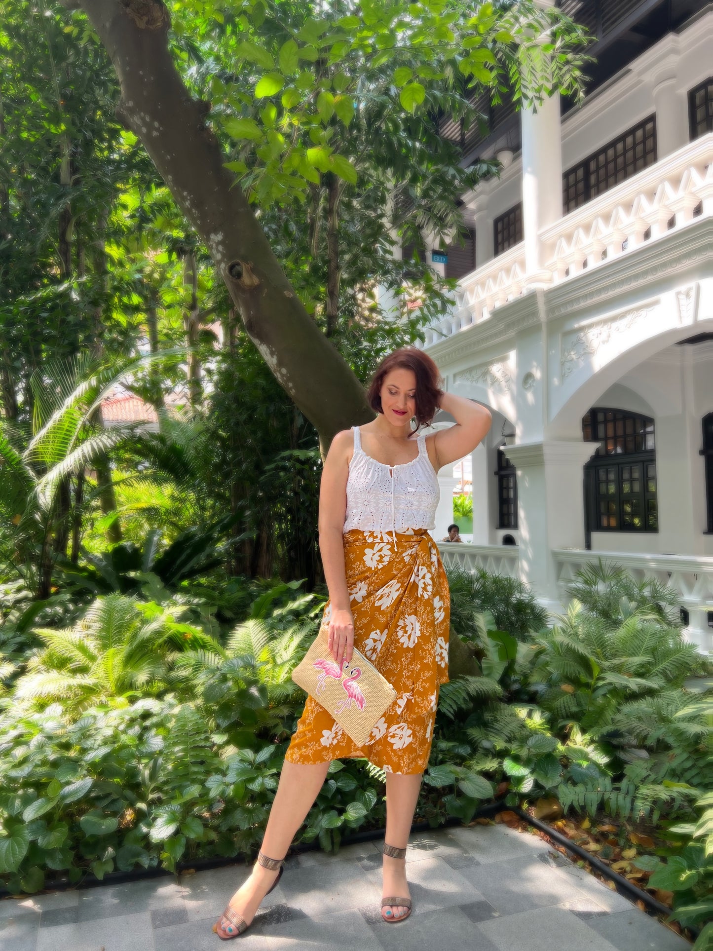 Jainee Plus Size Wrap Skirt In Floral Brown [LAST PIECE]