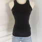 Luna Ribbed Tank Top  - Black