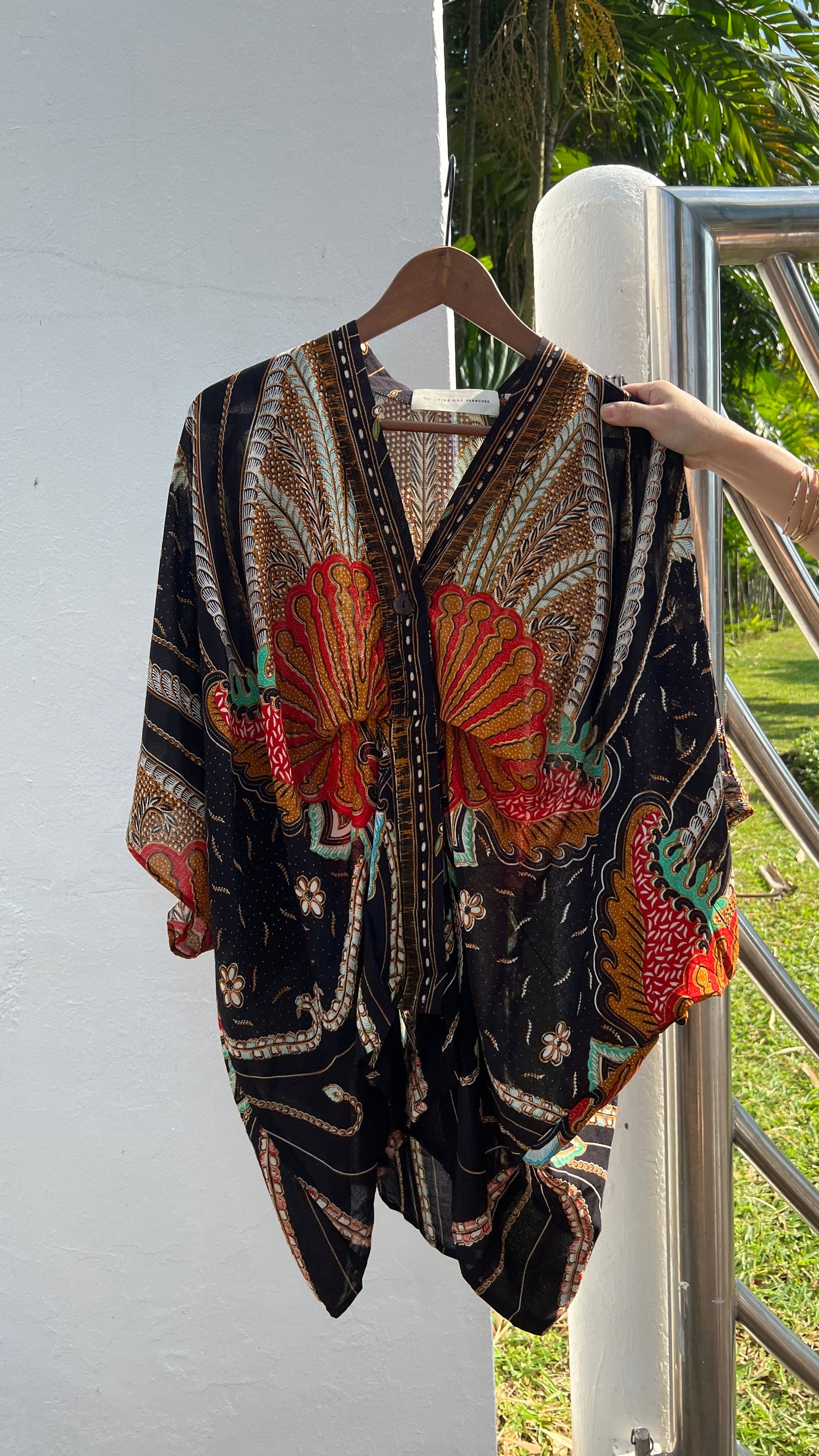 Cotton Batik Kimono- Black Orange