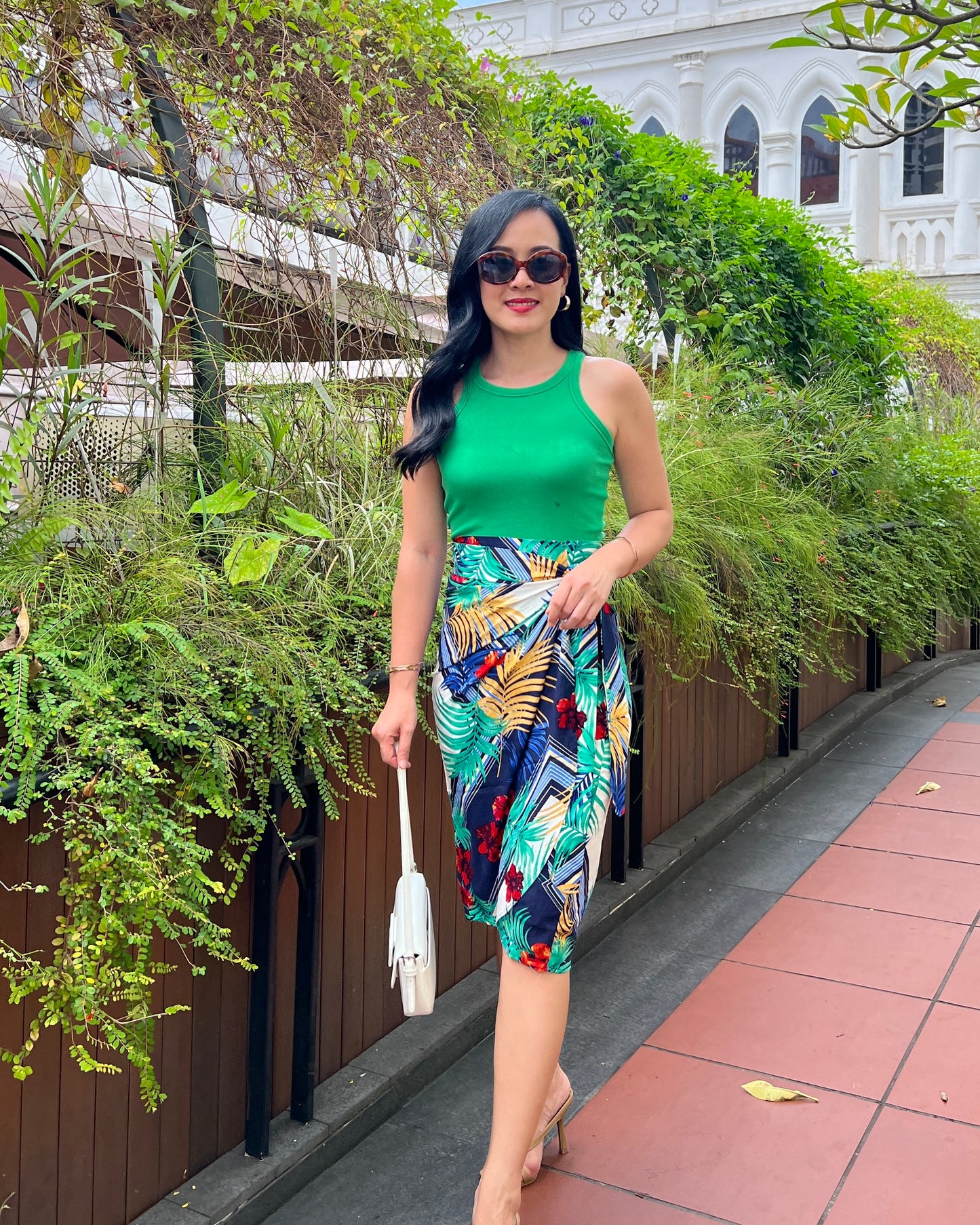 Naomi Wrap Skirt - Hibiscus Green [ LAST PIECE ]