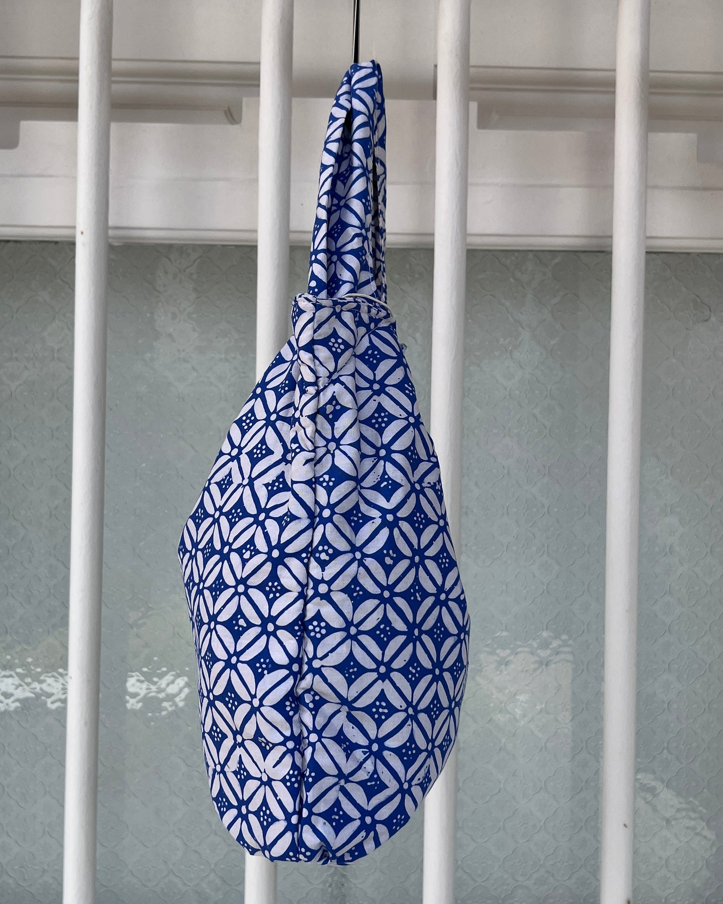Peace Cotton Batik Bag - Sky Blue Floral