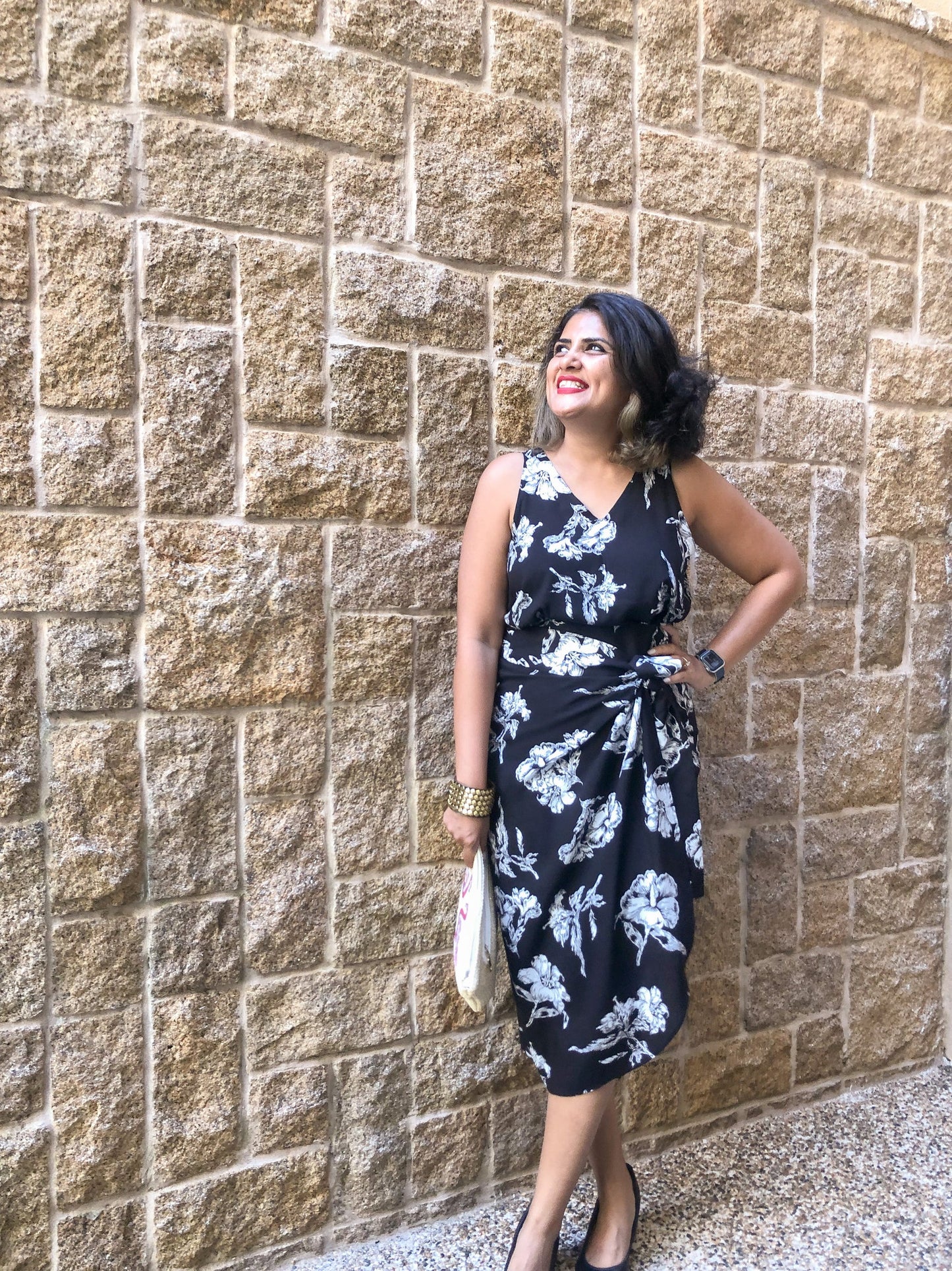 Jainee Plus Size Wrap Skirt In Floral Brown [LAST PIECE]