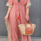 Kaftan in Cotton Block Print - Rustic Red [LAST PIECE]