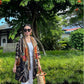 Cotton Batik Kimono- Black Orange