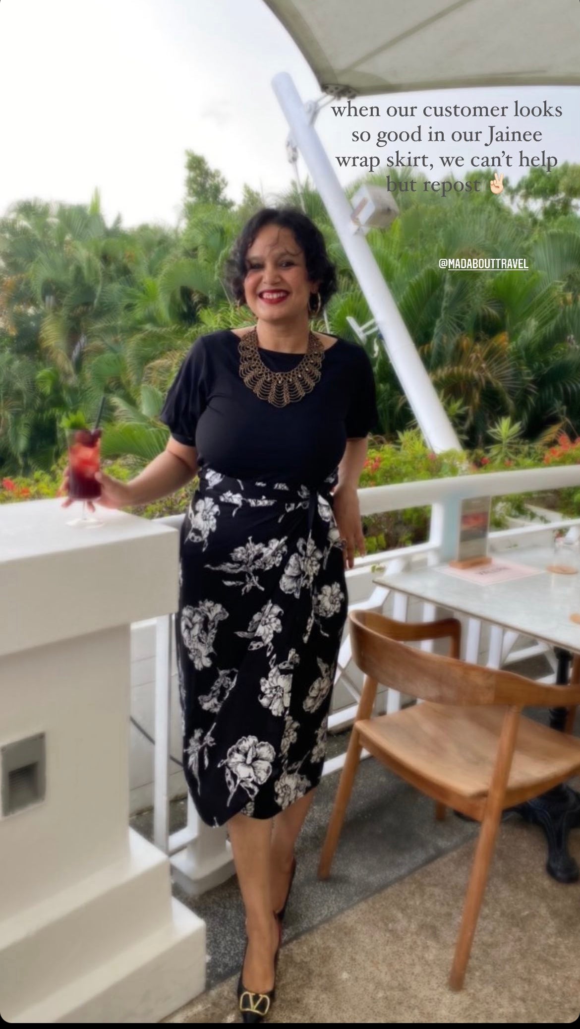 Jainee Plus Size Wrap Skirt In Floral Brown [LAST PIECE]