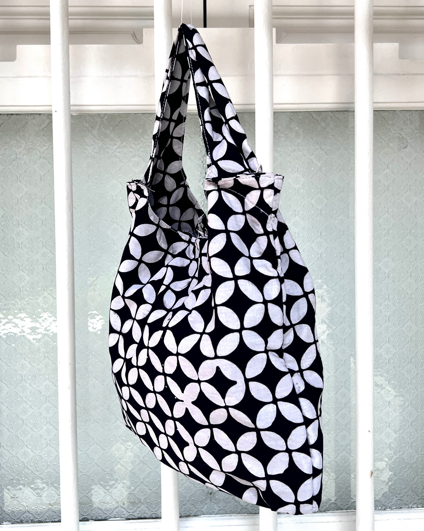 Peace Cotton Batik Bag - Black White Geometric