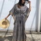 Kaftan in Cotton Block Print - Stripe Print