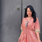Kaftan in Cotton Block Print - Rustic Red [LAST PIECE]