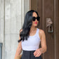 Zoe Back Asymmetrical Tank Top - White