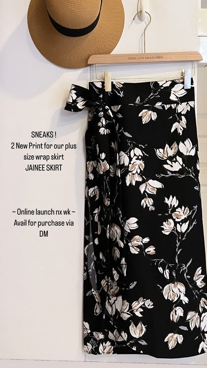 Jainee Plus Size Wrap Skirt In Elegant Black
