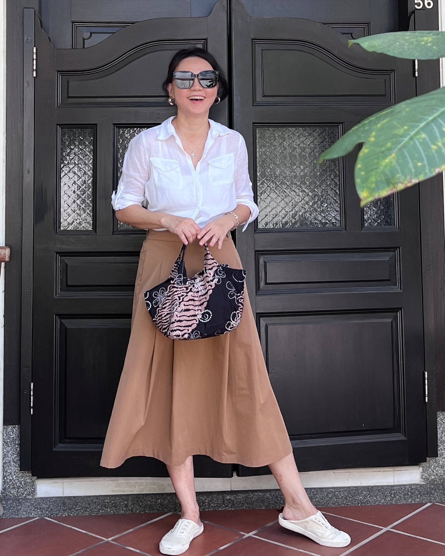 Joy Cotton Batik Bag - Black Brown Floral