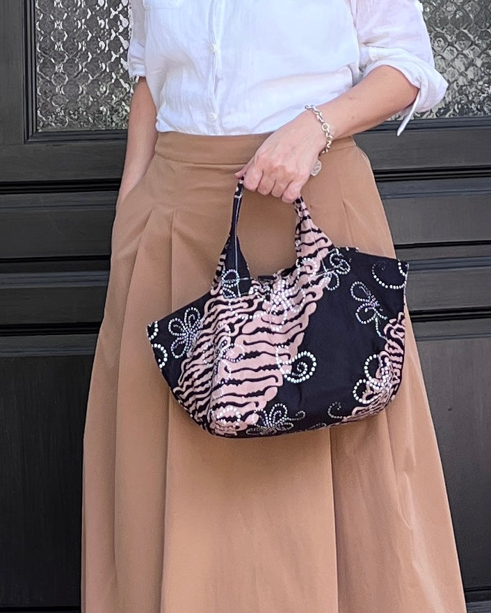 Joy Cotton Batik Bag - Black Brown Floral