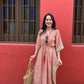 Kaftan in Cotton Block Print - Rustic Red [LAST PIECE]