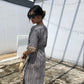 Kaftan in Cotton Block Print - Stripe Print