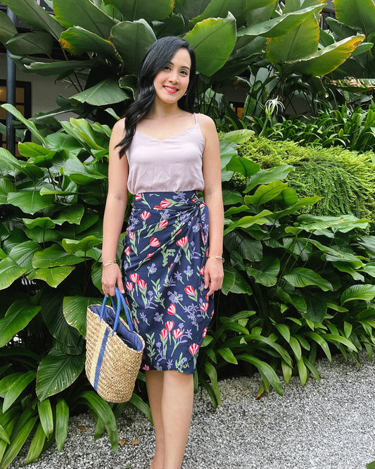 Naomi Wrap Skirt - Navy Bloom
