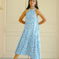 Enza Halter Neck Maxi Dress - Cotton Blue