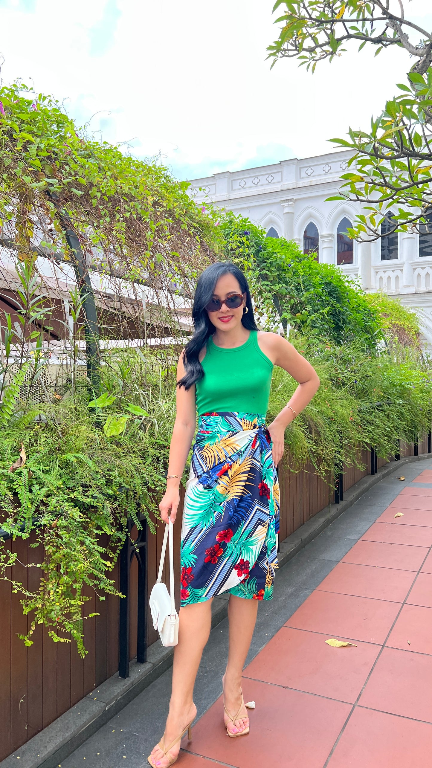 Naomi Wrap Skirt - Hibiscus Green [ LAST PIECE ]