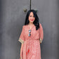 Kaftan in Cotton Block Print - Rustic Red [LAST PIECE]