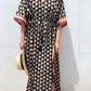 Kaftan in Cotton Block Print - Geometric Print