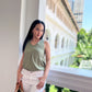 Anita V-Neck Flare Top - Olive