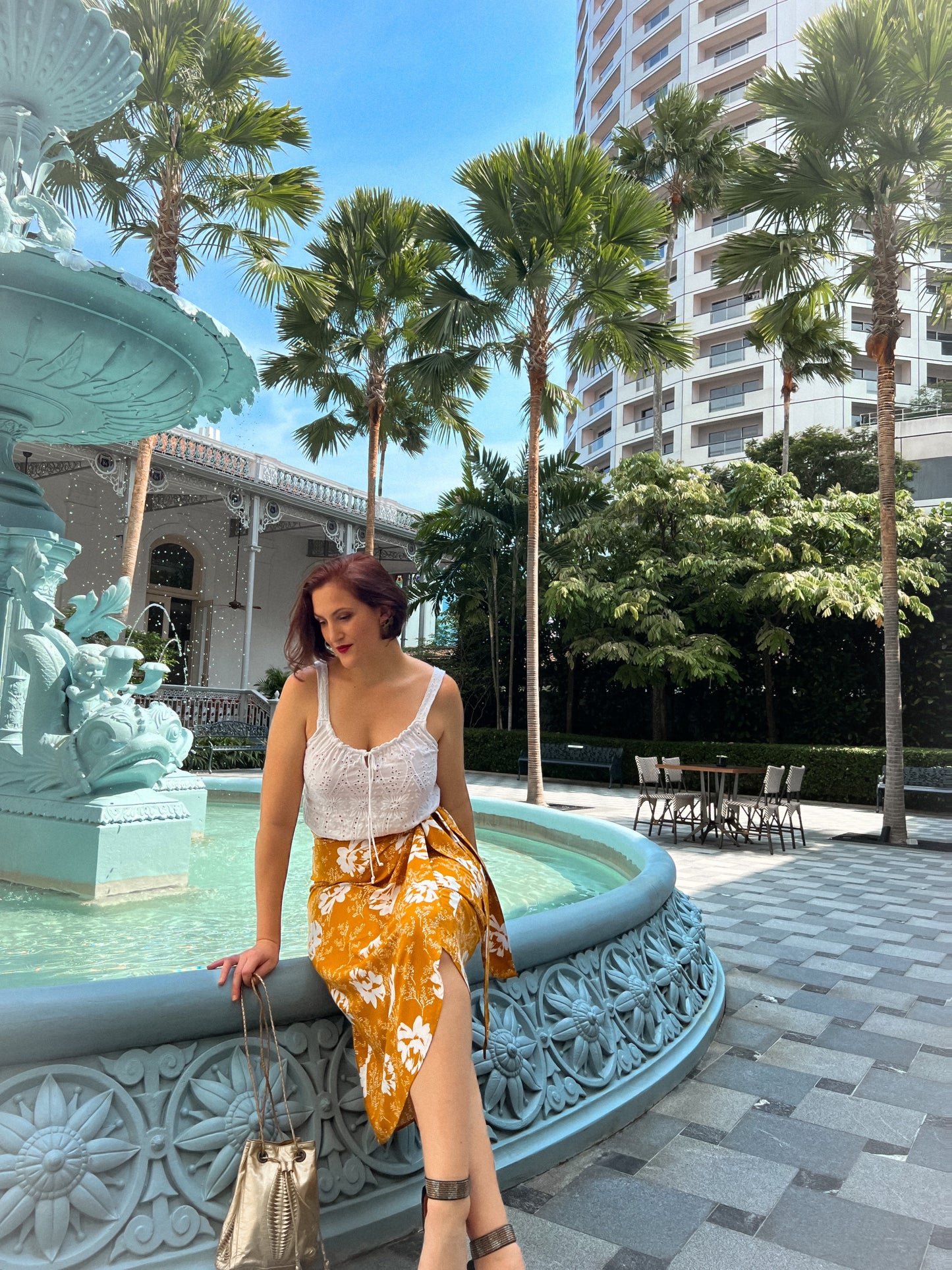 Jainee Plus Size Wrap Skirt In Floral Brown [LAST PIECE]