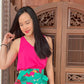 Anita V-Neck Flare Top - Fuchsia
