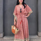 Kaftan in Cotton Block Print - Rustic Red [LAST PIECE]