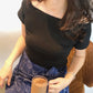 Bel Boat-Neck Top - Black