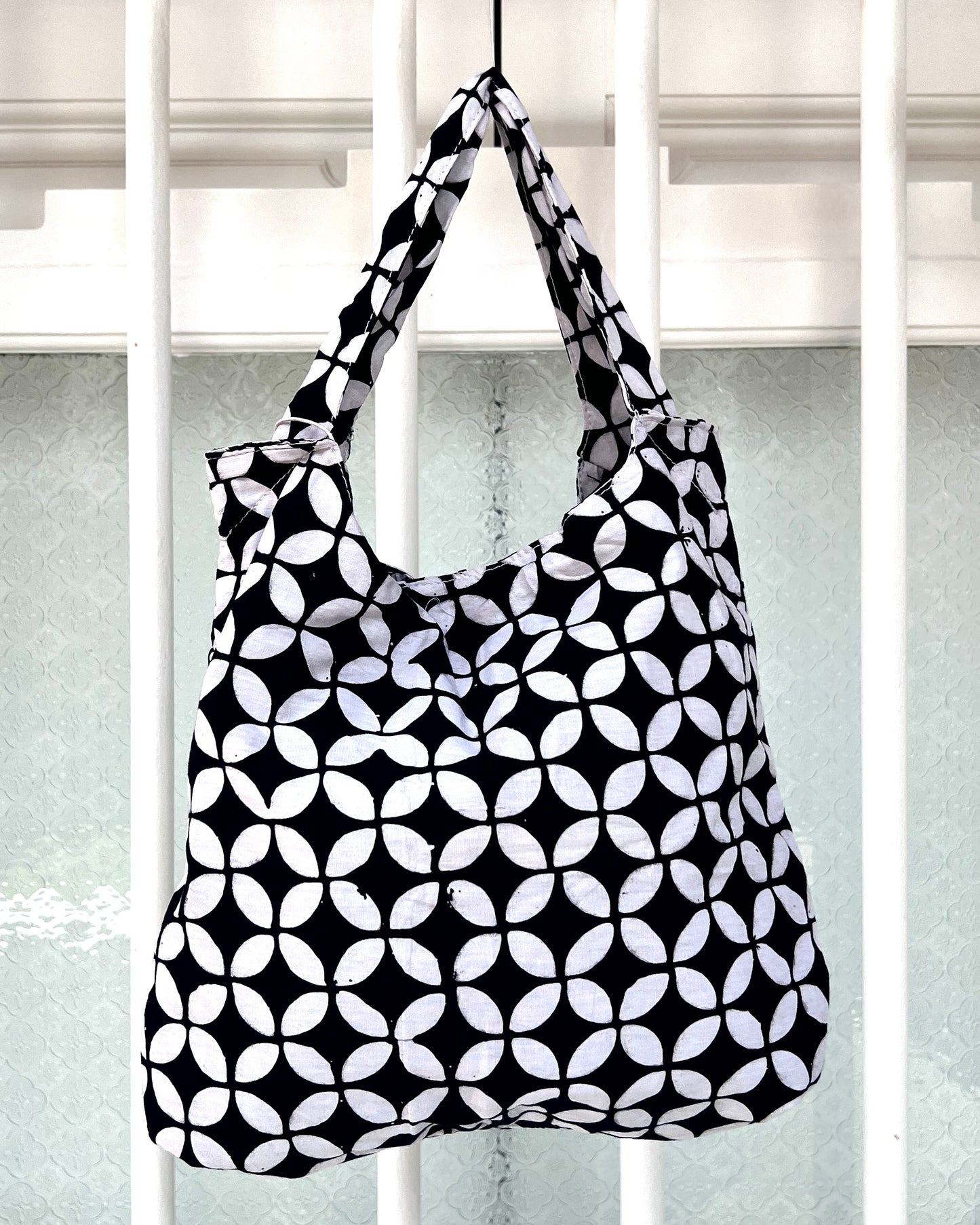 Peace Cotton Batik Bag - Black White Geometric