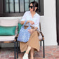 Peace Cotton Batik Bag - Sky Blue Floral