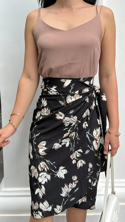 Naomi Wrap Skirt - Elegant Black Floral [LAST PIECE]
