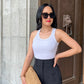 Zoe Back Asymmetrical Tank Top - White