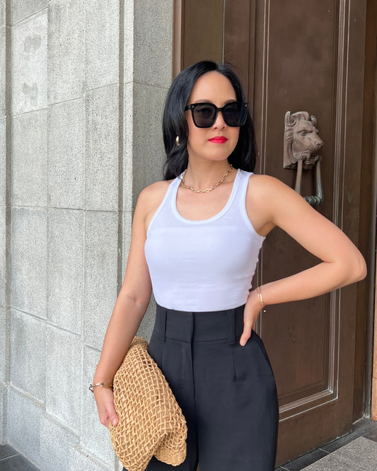 Zoe Back Asymmetrical Tank Top - White