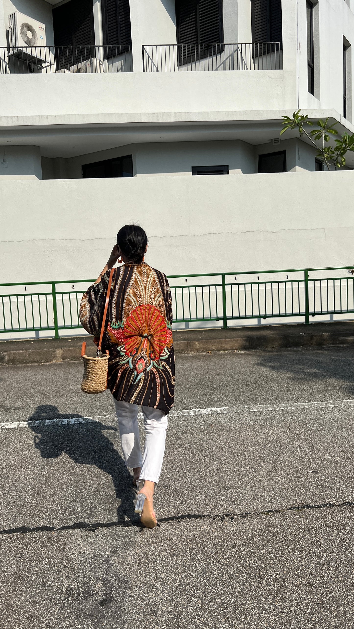 Cotton Batik Kimono- Black Orange