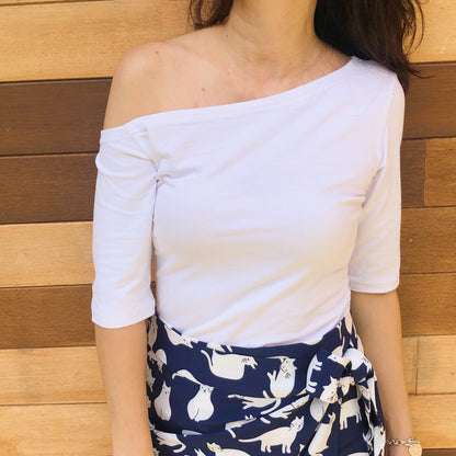 Amber Asymmetrical Top - White