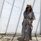 Kaftan in Cotton Block Print - Stripe Print