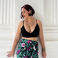 Jainee Plus Size Wrap Skirt In Floral Black