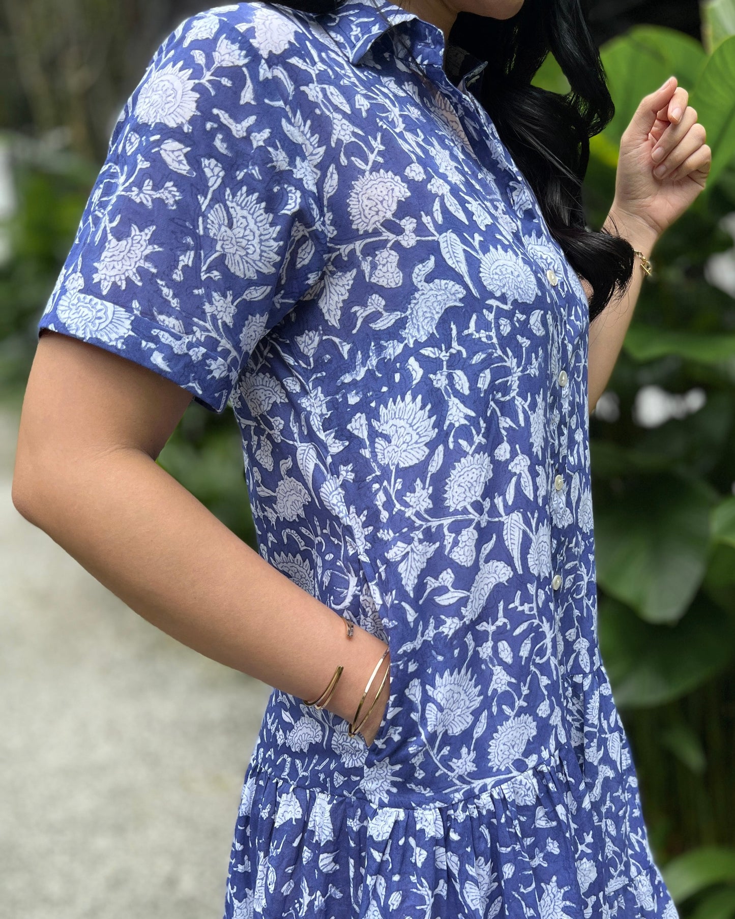 Elise Shirt Dress - Blue/White