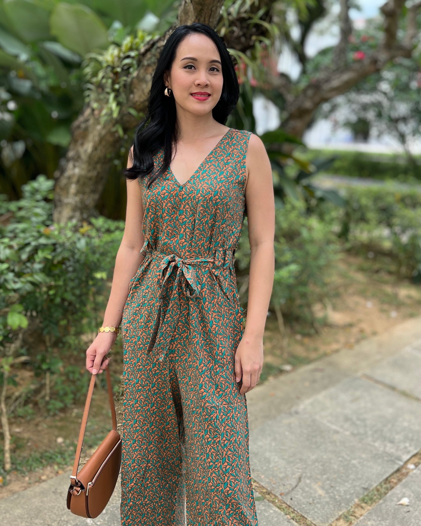 Mia Jumpsuit - Brown / Green