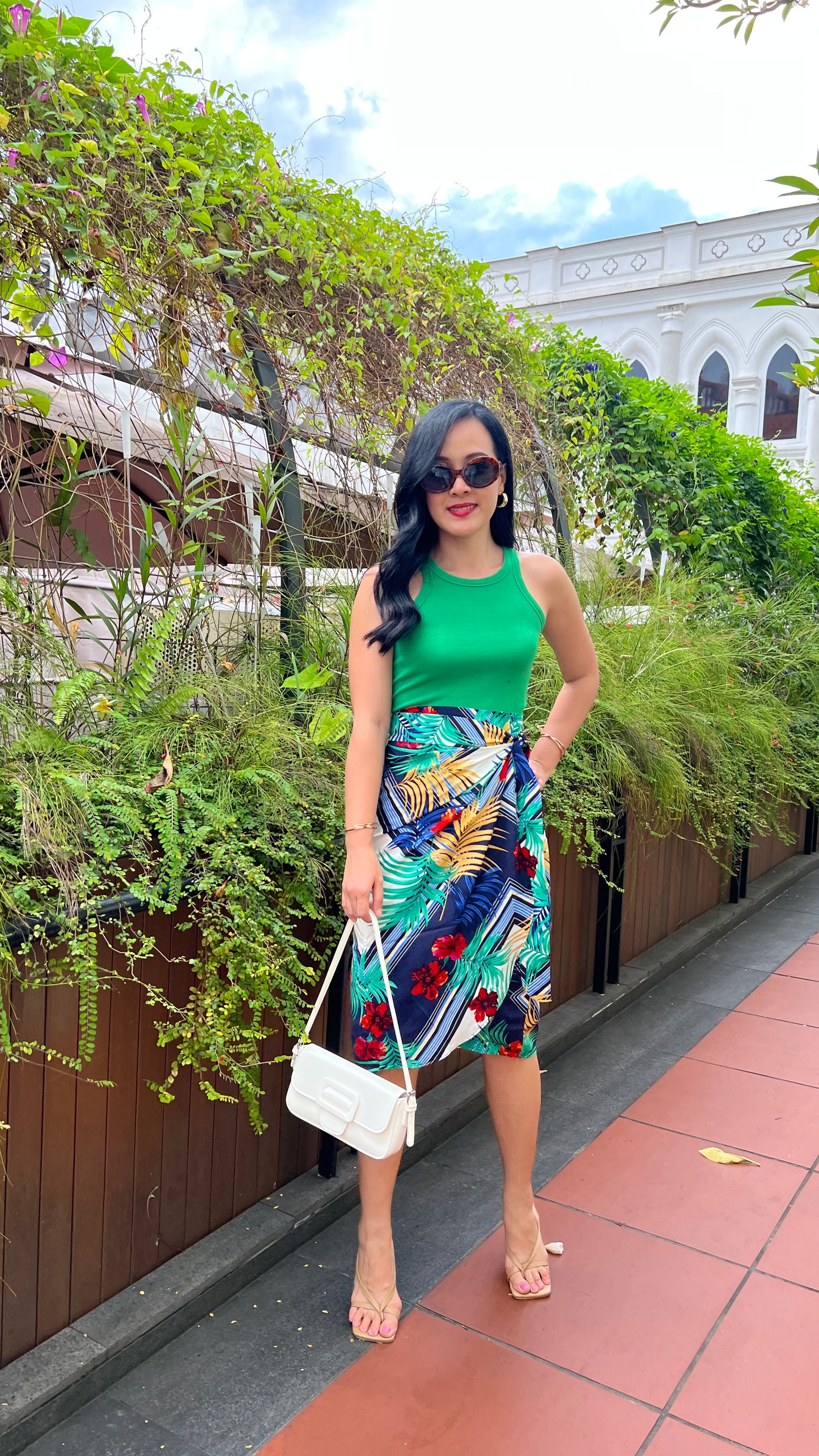 Naomi Wrap Skirt - Hibiscus Green [ LAST PIECE ]