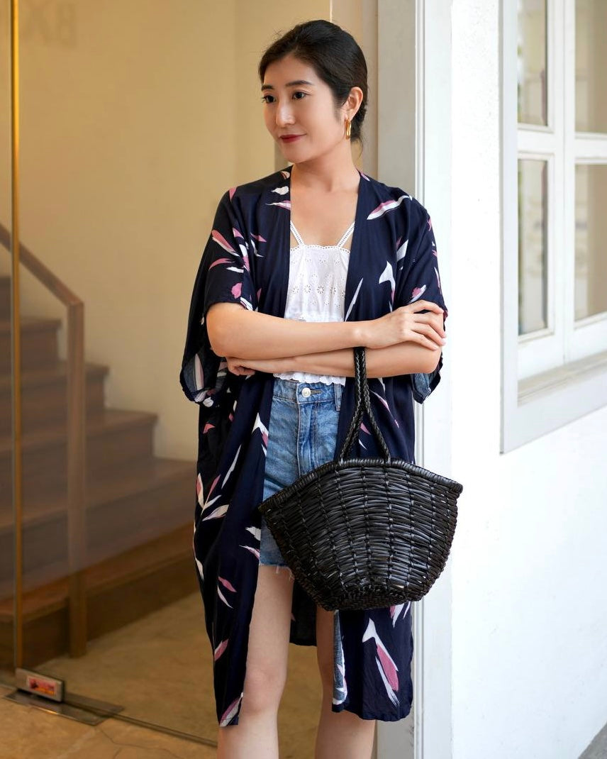 Blake Long Kimono - Navy Pink
