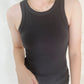 Luna Ribbed Tank Top  - Black