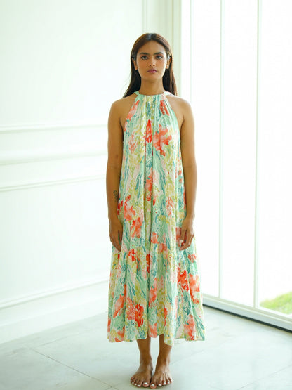 Enza Halter Neck Maxi Dress - Floral Pastel