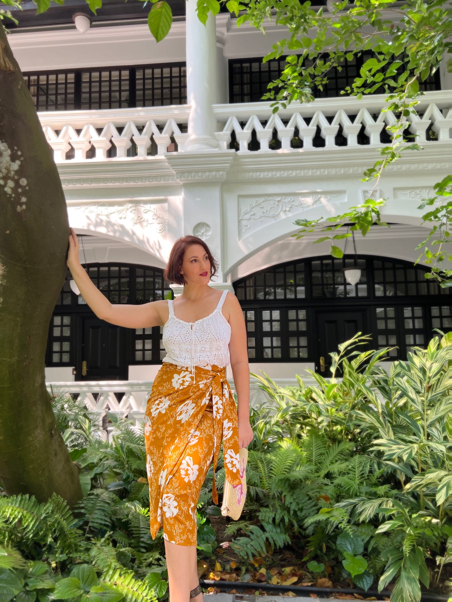 Jainee Plus Size Wrap Skirt In Floral Brown [LAST PIECE]