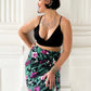 Jainee Plus Size Wrap Skirt In Floral Black