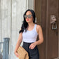 Zoe Back Asymmetrical Tank Top - White