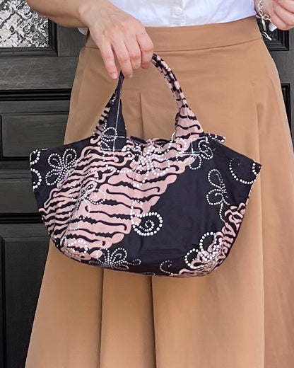 Joy Cotton Batik Bag - Black Brown Floral
