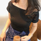 Bel Boat-Neck Top - Black